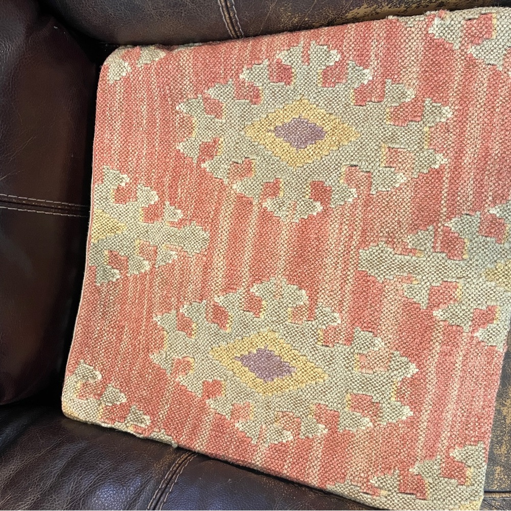 Pottery Barn Wool Pillow Cover Tribal Kilim Set Of 3 18x18 - Picture 9 of 10